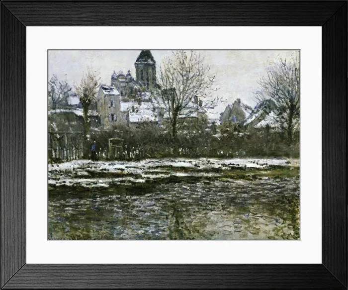 Framed Print : MONET, Claude (1840-1926). The Church at Vetheuil under Snow. 1878-1879. Impressionism. Oil on canvas. FRANCE. Paris. Muse d'Orsay (Orsay Museum)