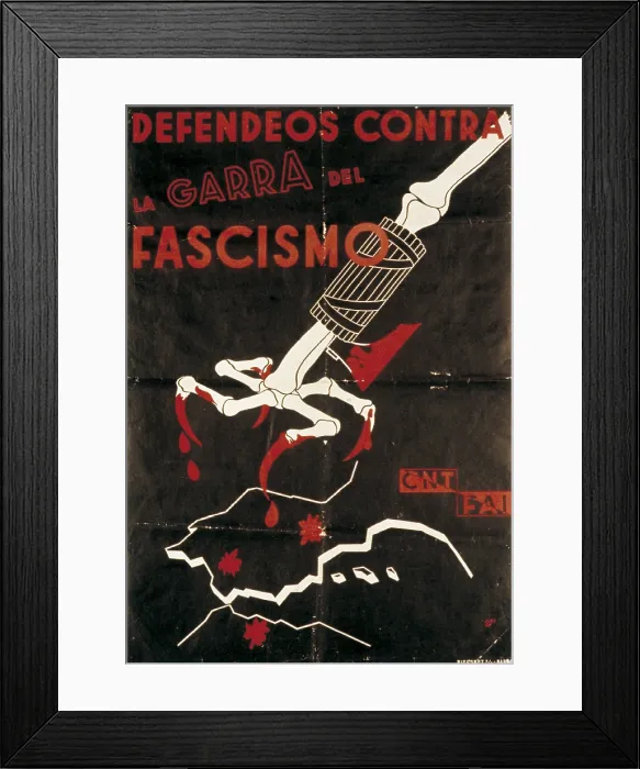Framed Print : Spanish Civil War (1936-1939). 'Defendeos contra la garra del fascismo' (Defend Yourself Against the Clutches of Fascism). Poster of the CNT Framed Print : Spanish Civil War (1936-1939). 'Defendeos contra la garra del fascismo' (Defend Yourself Against the Clutches of Fascism). Poster of the CNT