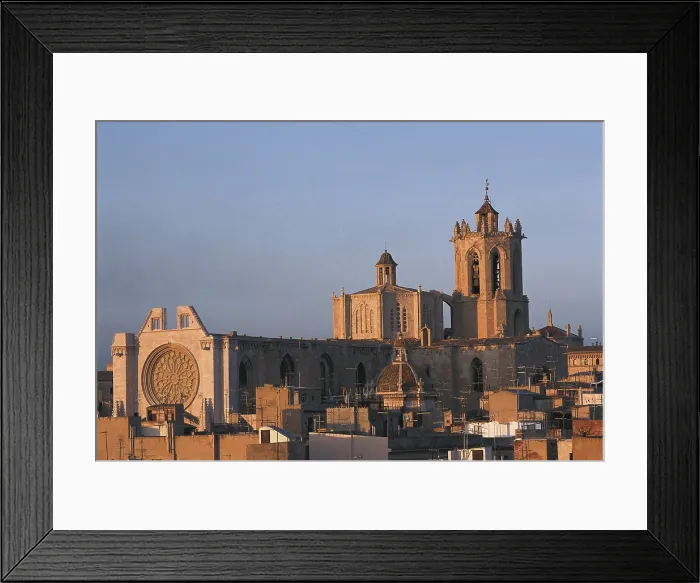 Framed Print : Tarragona Cathedral of St. Mary. 1170-1331. SPAIN. CATALONIA. Tarragona. Cathedral of St. Mary. The city and the cathedral of Santa Maria (1170-1331). Romanesque art
