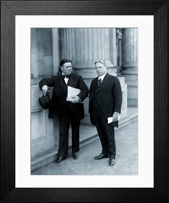 Framed Print : Senators William Borah of Idaho and Hiram Johnson of California, both Progressive Republican Senators and strong isolationists. They opposed U.S Framed Print : Senators William Borah of Idaho and Hiram Johnson of California, both Progressive Republican Senators and strong isolationists. They opposed U.S