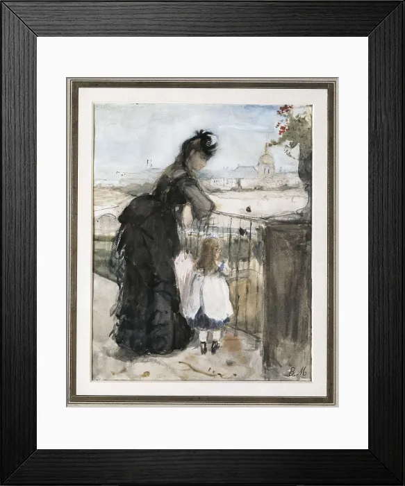 Framed Print : MORISOT, Berthe (1841-1895). In the balcony. 1873. Watercolour on paper. Watercolour. UNITED STATES OF AMERICA. Chicago. Art Institute of Chicago