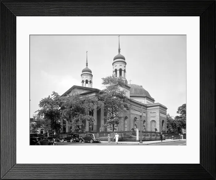 Framed Print : Roman Catholic Cathedral of Baltimore, designed by Benjamin Latrobe, Baltimore, MD 1936 Framed Print : Roman Catholic Cathedral of Baltimore, designed by Benjamin Latrobe, Baltimore, MD 1936