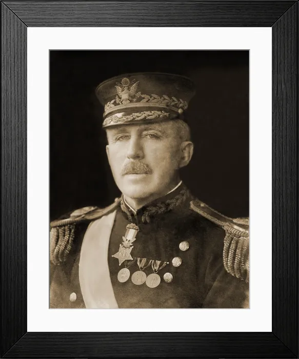 Framed Print : General Leonard Wood (1860-1927), had a long varied career that included winning the Congressional Medal of Honor, service with Theodore Roosevelt in the Spanish-American war, Ca