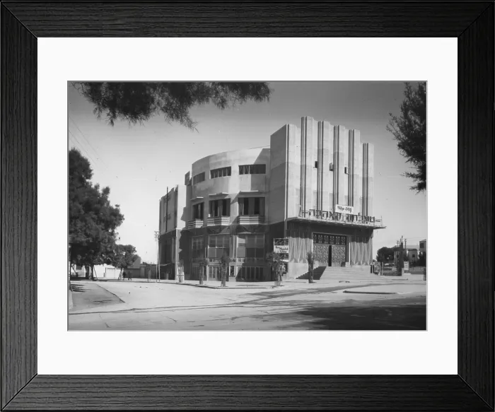 Framed Print : Tel Aviv, Moghrabi theatre, movie picture-house, photograph, 1920-1946 Framed Print : Tel Aviv, Moghrabi theatre, movie picture-house, photograph, 1920-1946