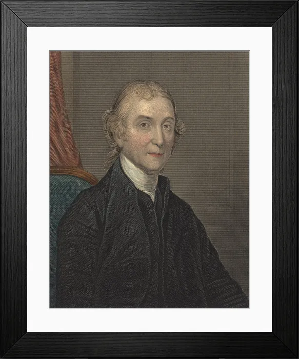 Framed Print : Joseph Priestley (1733-1804), discovered oxygen during his research on the properties of air. He also determined that animals exhale carbon dioxide. 1849 print