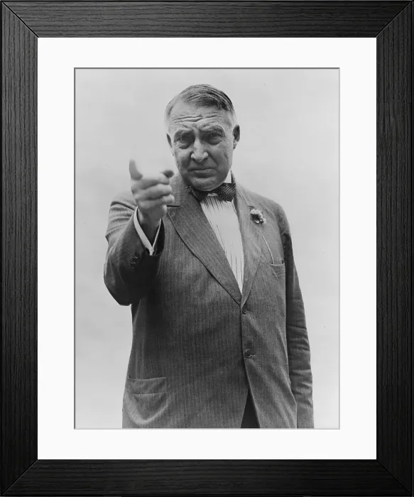 Framed Print : President Warren Harding (1865-1923) speaking. Undated portrait