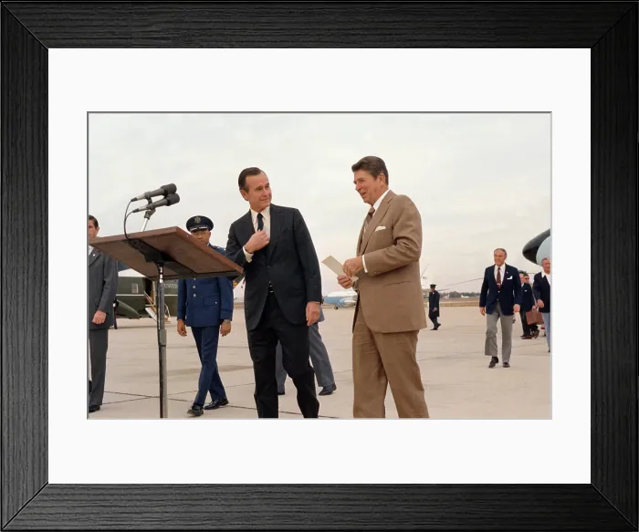 Framed Print : President George H.W. Bush during the observance of the 50th anniversary of the Japanese attack on Pearl Harbor