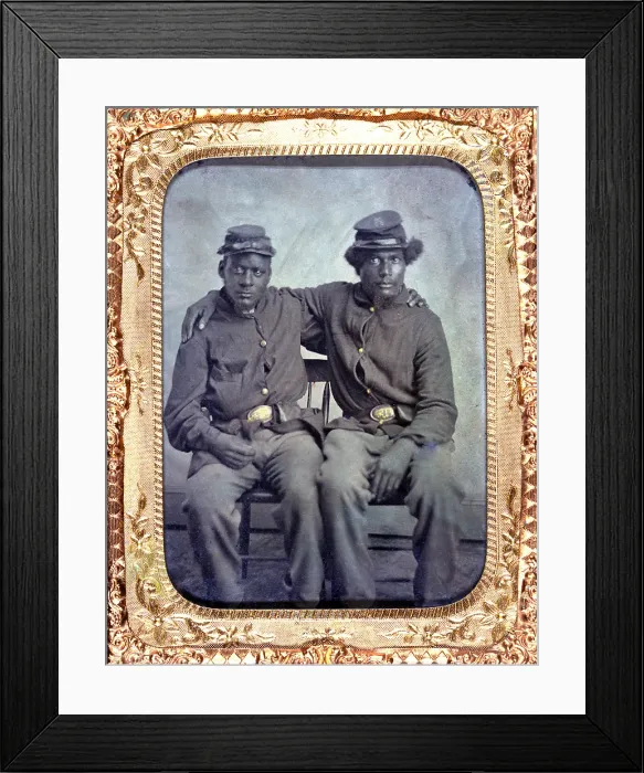 Framed Print : Two African American soldiers wearing Union uniforms. Tintype ca. 1860-1870 Framed Print : Two African American soldiers wearing Union uniforms. Tintype ca. 1860-1870