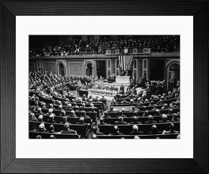 Framed Print : Woodrow Wilson (1856-1924) addressing Congress in 1916 Framed Print : Woodrow Wilson (1856-1924) addressing Congress in 1916