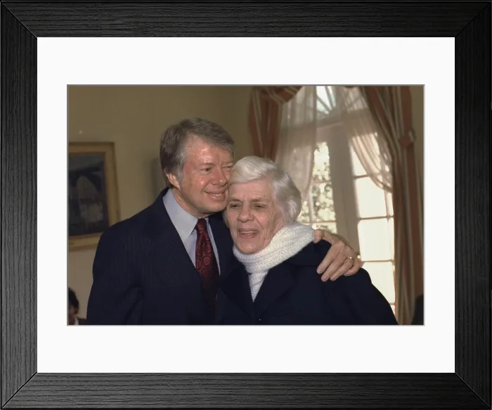 Framed Print : Lillian Carter the President's active mother paid a brief call on her son after her return trip from India Framed Print : Lillian Carter the President's active mother paid a brief call on her son after her return trip from India