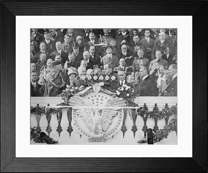Framed Print : Chief Justice William H. Taft (1857-1929) administering the oath of office to President Calvin Coolidge (1872-33) on the east portico of the U.S. Capitol, March 4, 1925