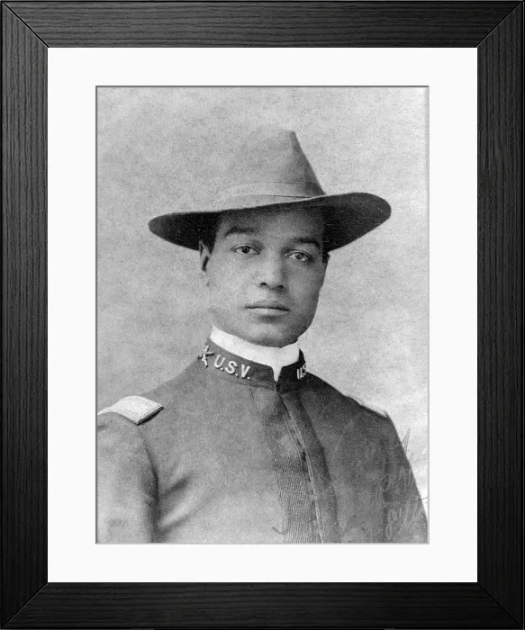 Framed Print : Buffalo soldier. 2nd Lt. Frank R. Stewart, 8th US Volunteer Infantry, standing in front of tent, during the Spanish-American War. ca. 1898 Framed Print : Buffalo soldier. 2nd Lt. Frank R. Stewart, 8th US Volunteer Infantry, standing in front of tent, during the Spanish-American War. ca. 1898
