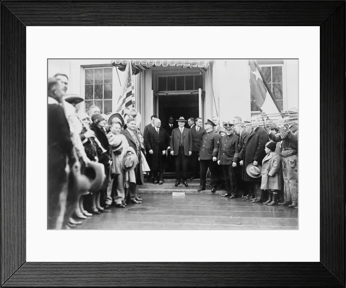 Framed Print : President Herbert Hoover (1874-1964) shortly after his inauguration, greeted well wishers from every state in the Union on the White House lawn, March 1929