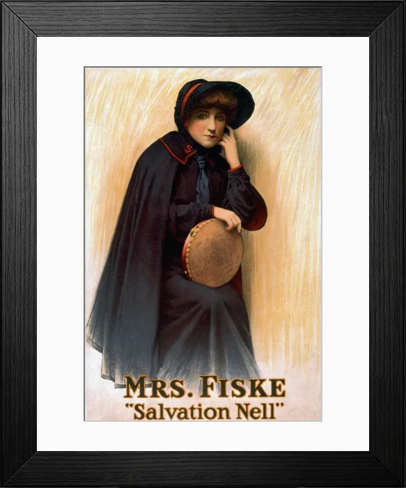 Framed Print : Minnie Maddern Fiske (1865-1932), American actress, on poster advertising the Edward Sheldon's play, SALVATION NELL, 1909