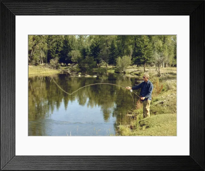 Framed Print : Jimmy Carter fishing in the Grand Tetons Wyoming. August 1978