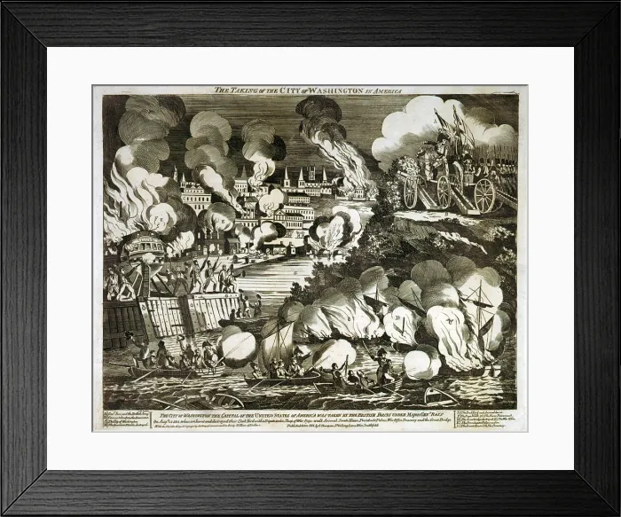 Framed Print : The War of 1812. The taking of the city of Washington in America. View from the Potomac River, of Washington, D.C