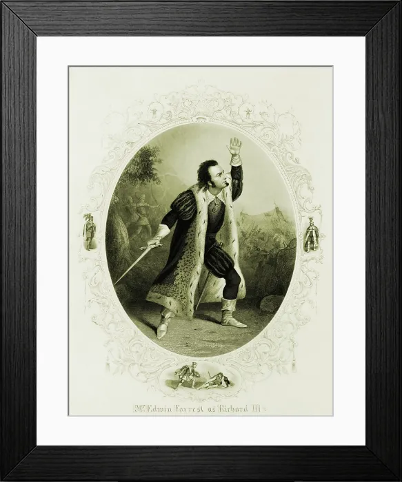 Framed Print : Edwin Forrest (1806-1872), American actor, as Shakespeare's Richard III. 1855