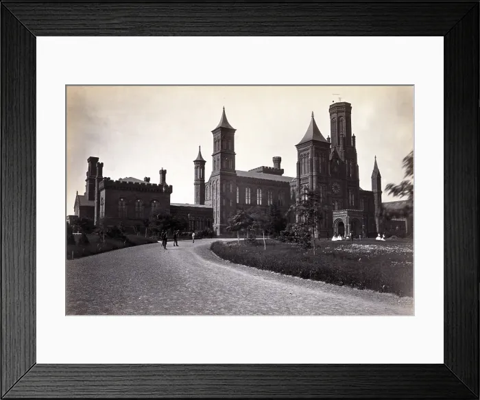 Framed Print : The Smithsonian Institution Castle. Photograph taken before Jan. 1865 when a major fire destroyed parts of the building. Washington, DC. albumen print ca. 1861-1864 Framed Print : The Smithsonian Institution Castle. Photograph taken before Jan. 1865 when a major fire destroyed parts of the building. Washington, DC. albumen print ca. 1861-1864