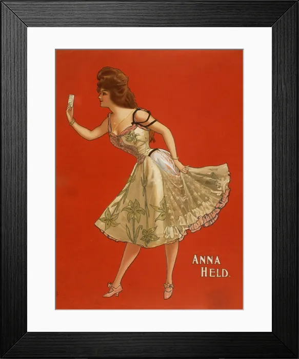 Framed Print : Anna Held (1873-1918), Polish born, American actress and first wife of Florenz Ziegfeld. Her willingness to show her lags increased her popularity. 1899 poster