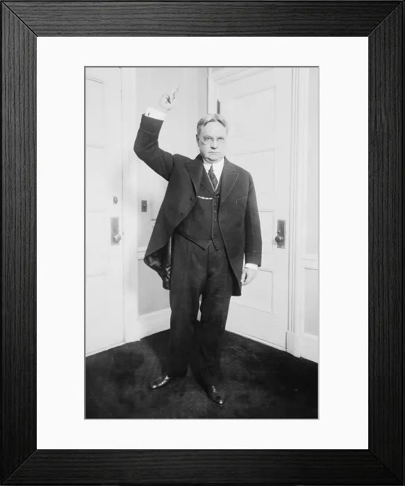 Framed Print : Hiram W. Johnson, (1866-1945), Republican Senator from California, from 1917-1945, with a clenched fist. Ca. 1920 Framed Print : Hiram W. Johnson, (1866-1945), Republican Senator from California, from 1917-1945, with a clenched fist. Ca. 1920