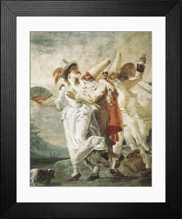 Framed Print : TIEPOLO, Giovanni Domenico (1727-1804). Life of Pulcinella. Pulcinella in Love. 1797. Canvas based on a fresco painting, kept in Villa Tiepolo in Zianigo. Rococo. Painting. ITALY Framed Print : TIEPOLO, Giovanni Domenico (1727-1804). Life of Pulcinella. Pulcinella in Love. 1797. Canvas based on a fresco painting, kept in Villa Tiepolo in Zianigo. Rococo. Painting. ITALY