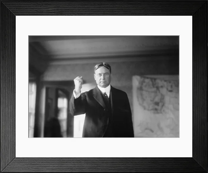 Framed Print : Hiram W. Johnson, (1866-1945), California Senator, from 1917-1945, with a clenched fist Framed Print : Hiram W. Johnson, (1866-1945), California Senator, from 1917-1945, with a clenched fist