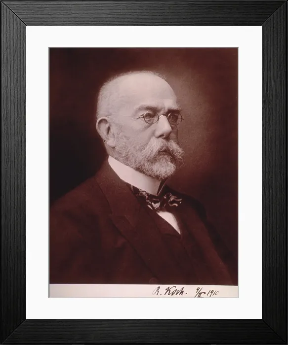 Framed Print : Robert Koch (1843-1910) German physician discovered the anthrax disease cycle, and the bacteria responsible for tuberculosis and cholera. 1899 portrait Framed Print : Robert Koch (1843-1910) German physician discovered the anthrax disease cycle, and the bacteria responsible for tuberculosis and cholera. 1899 portrait