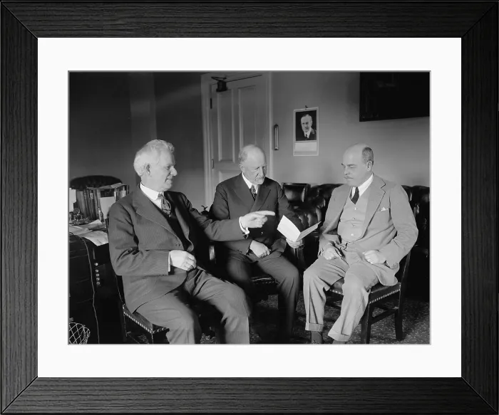 Framed Print : Martin Madden, Frederick Gillett, and Nicholas Longworth meeting on May 22, 1924 Framed Print : Martin Madden, Frederick Gillett, and Nicholas Longworth meeting on May 22, 1924