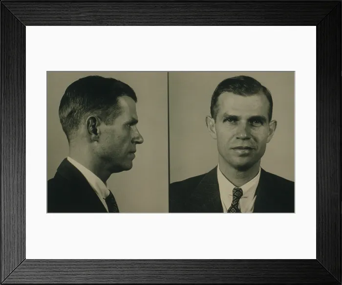 Framed Print : Alger Hiss (1904-1996) in 1948 mug shot after his arrest for perjury denying he was once a communist party member Framed Print : Alger Hiss (1904-1996) in 1948 mug shot after his arrest for perjury denying he was once a communist party member