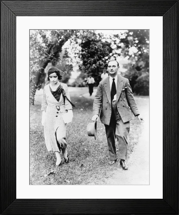 Framed Print : Betty Gow, nurse of the Lindbergh baby, and Ollie Wheatley, the butler, at the Lindbergh's home in Hopewell, N.J