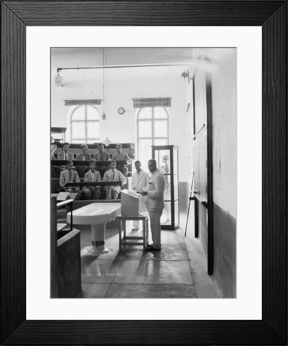 Framed Print : Medical College, Baghdad and road building, Medical class and speaker, Iraq, photograph September 26, - October 12, 1932