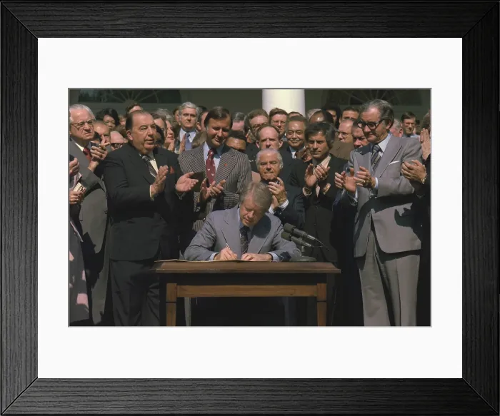 Framed Print : President Jimmy Carter signing Public Works Employment and Economic Stimulus Appropriations Bills Framed Print : President Jimmy Carter signing Public Works Employment and Economic Stimulus Appropriations Bills