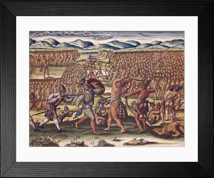 Framed Print : BRY, Theodor de (1528-1598); LE MOYNE DE MORGUES, Jacques (1533-1588). Brevis narratio eorum quae in Florida Americae Provincia Gallis acciderunt, secunda in allam Navigatione