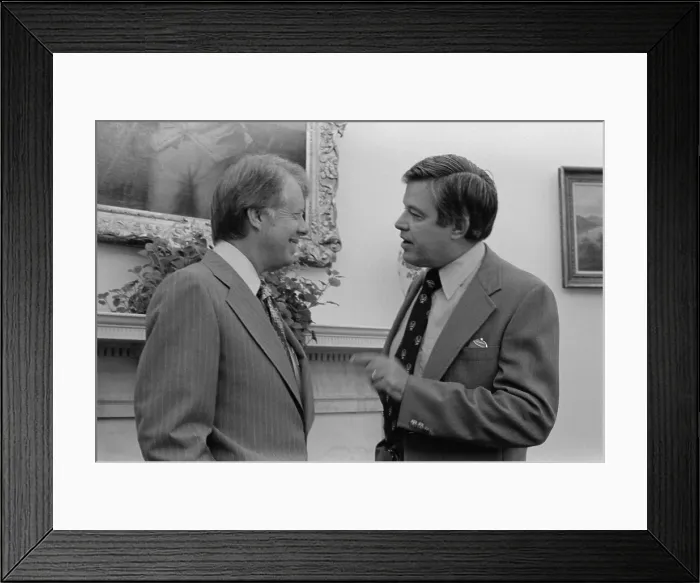 Framed Print : President Jimmy Carter with Senator Frank Church 1924-84 in the Oval Office. Church had been a strong rival for the 1976 democratic nomination. Ca. 1977-1980 Framed Print : President Jimmy Carter with Senator Frank Church 1924-84 in the Oval Office. Church had been a strong rival for the 1976 democratic nomination. Ca. 1977-1980