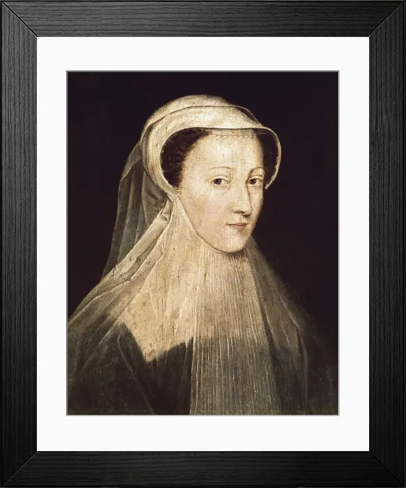 Framed Print : Mary (1542-1587). Queen of Scotland (1542-1567). Work by CLOUET, Franois (1505-1573). Renaissance art. Cinquecento. Oil on canvas. FRANCE. Paris