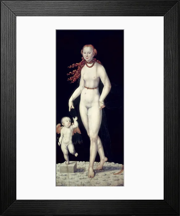 Framed Print : Cranach, Lucas 'the Younger' (1515-1586). Venus and Cupid. mid. 16th c. Renaissance art. Oil on wood. GERMANY. Munich. Alte Pinakothek (Old Pinacotheca). Proc: GERMANY Framed Print : Cranach, Lucas 'the Younger' (1515-1586). Venus and Cupid. mid. 16th c. Renaissance art. Oil on wood. GERMANY. Munich. Alte Pinakothek (Old Pinacotheca). Proc: GERMANY