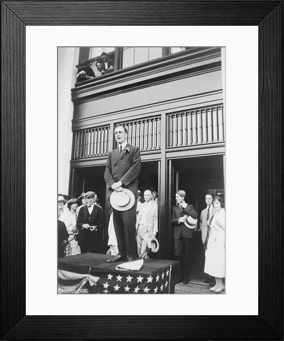 Framed Print : Franklin Roosevelt, not yet forty years old, speaking as he ran for Vice President as the running mate of Democrat James M. Cox in 1920