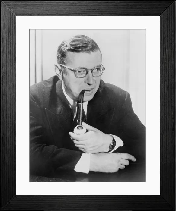Framed Print : Jean-Paul Sartre (1905-1980), French existentialist philosopher, smoking pipe in 1964, the year he was awarded the Nobel Prize for Literature but declined the honor