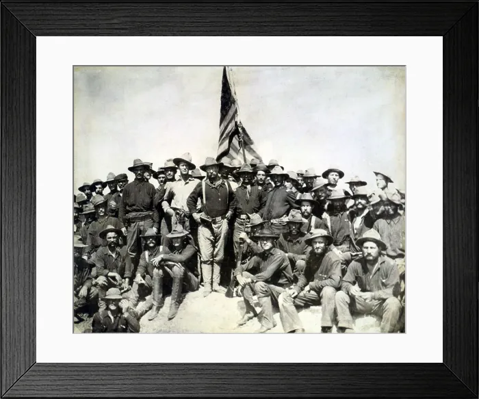 Framed Print : Colonel Roosevelt and his Rough Riders at the top of the hill which they captured, Battle of San Juan Hill during the Spanish American War Framed Print : Colonel Roosevelt and his Rough Riders at the top of the hill which they captured, Battle of San Juan Hill during the Spanish American War