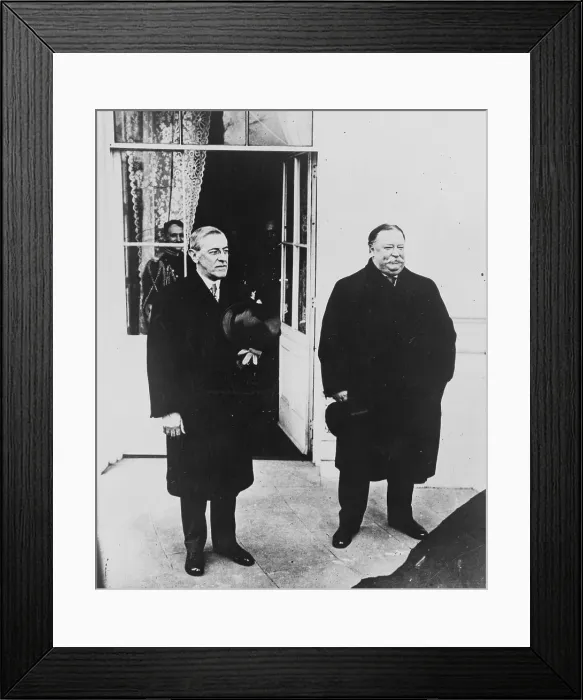 Framed Print : Ex-William Howard Taft (1857-1930) with newly inaugurated President Woodrow Wilson (1856-1924) following inaugural ceremonies on March 4, 1913