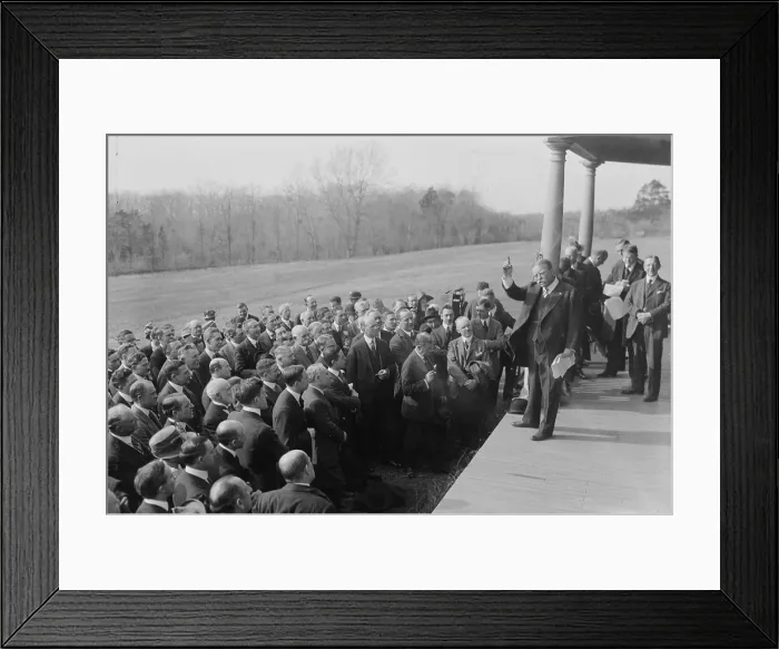 Framed Print : Theodore Roosevelt meeting with a group in April 1918. He remained politically active up to his death before his 60th birthday, 9 months after this photo was taken