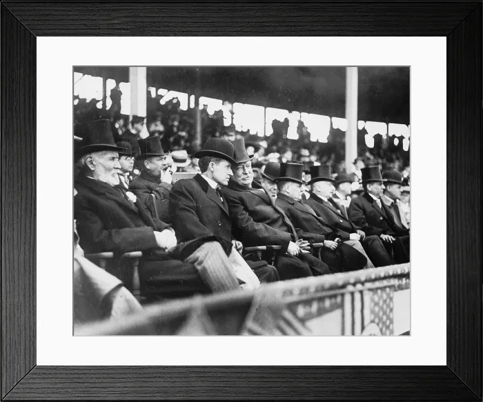 Framed Print : President William H. Taft and several other men in top hats at a 1910 baseball game