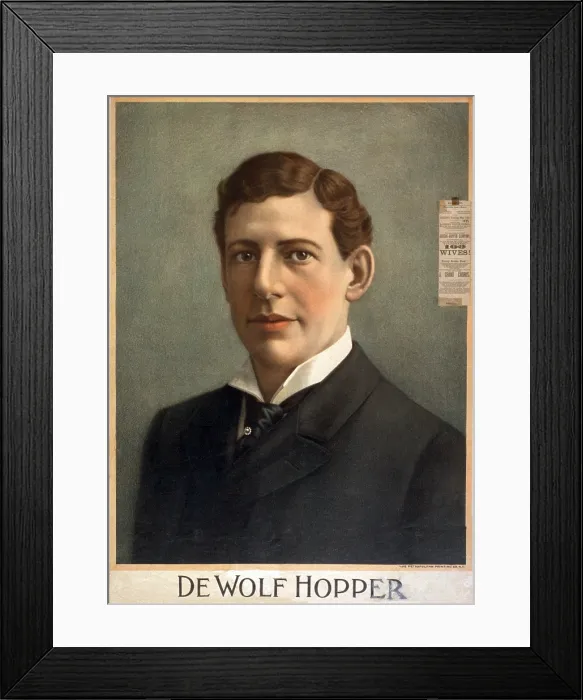 Framed Print : De Wolf Hopper (1858-1935), American comic actor in portrait poster from the early years of his long stage career. 1881 Framed Print : De Wolf Hopper (1858-1935), American comic actor in portrait poster from the early years of his long stage career. 1881