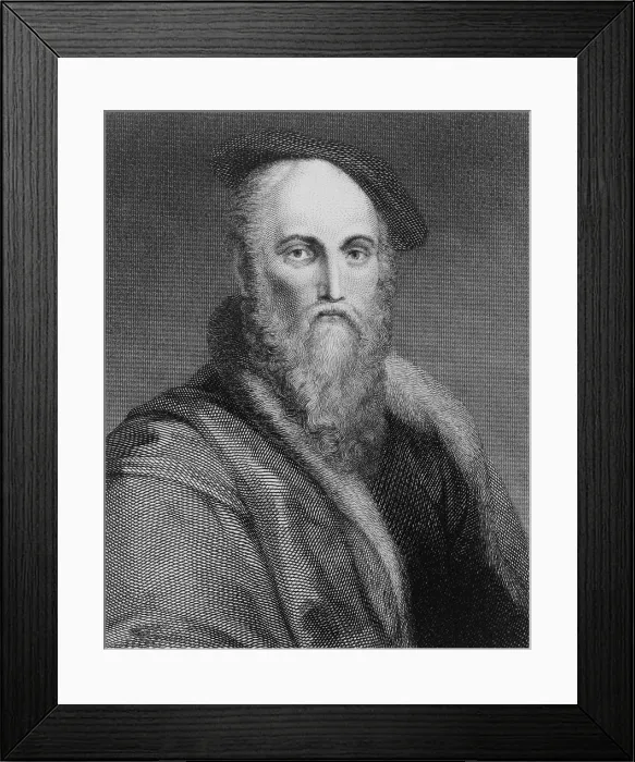 Framed Print : Sir Thomas Wyatt (1503-1542), English Renaissance poet. 19th century engraving from Holbein painting