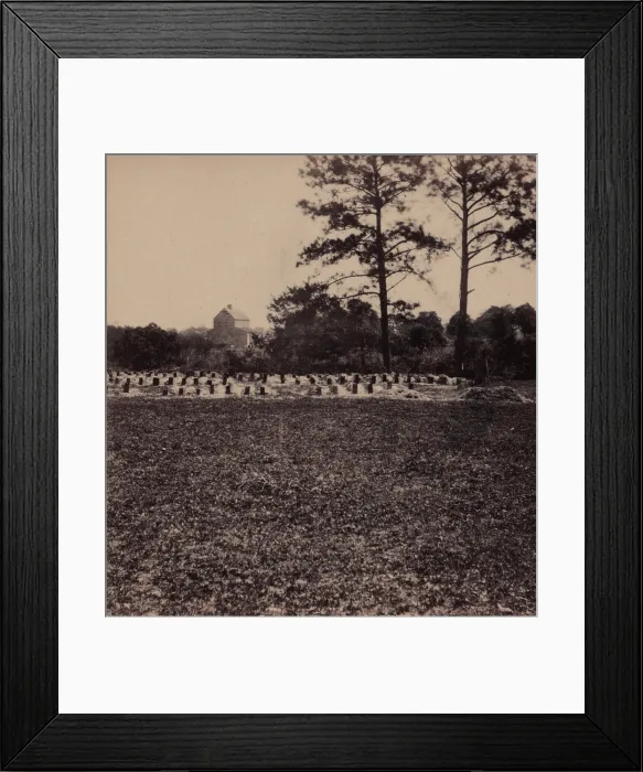 Framed Print : The Civil War, Union prisoners burying ground, Charleston, South Carolina, photograph by George N. Barnard, 1865
