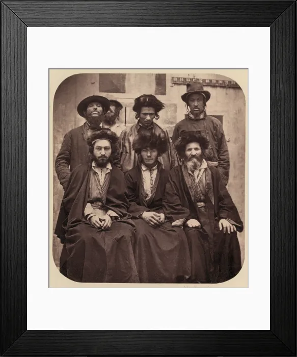 Framed Print : Seven Ashkenazi Jewish men, a woodburytype illustration in UNDERGROUND JERUSALEM of 1876