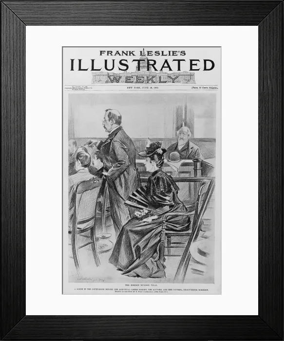Framed Print : Lizzie Borden, on trial for the ax murders of her step-mother and father in 1893