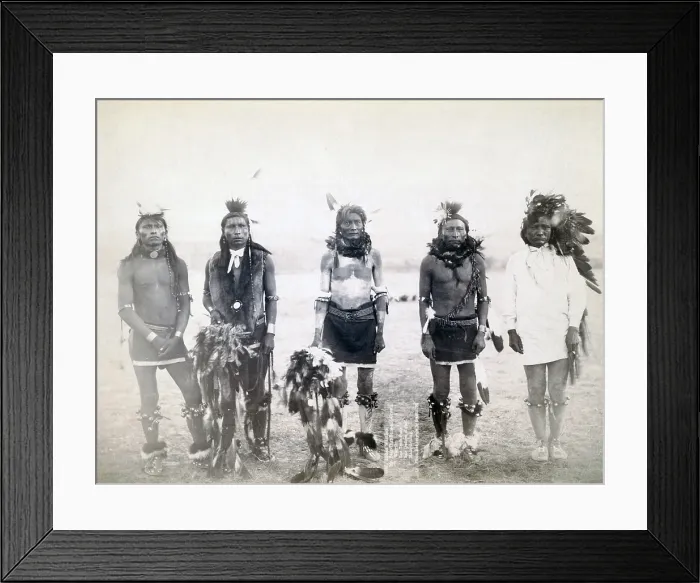Framed Print : Five Grass dancers in ceremonial clothing. Mr. Bear-that-Runs-and-Growls, Mr. Warrior, Mr. One-Tooth-Gone, Mr. Sole (bottom of foot), Mr Framed Print : Five Grass dancers in ceremonial clothing. Mr. Bear-that-Runs-and-Growls, Mr. Warrior, Mr. One-Tooth-Gone, Mr. Sole (bottom of foot), Mr