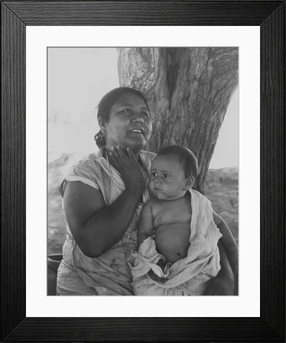 Framed Print : Mexican-American mother and child in California during the Great Depression. June 1935 photograph by Dorothea Lange