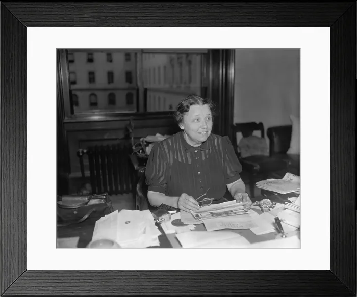 Framed Print : Senator Hattie W. Caraway, Democrat of Arkansas, became the first women Senior Senator to serve in Congress in 1937